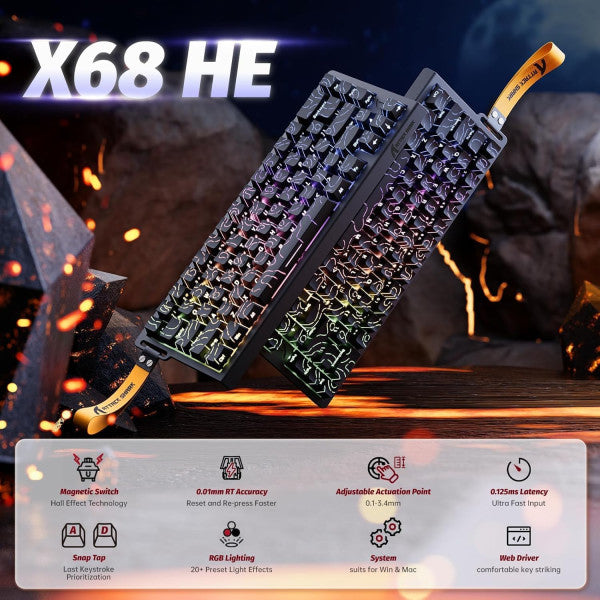 ATTACK SHARK X68 HE BLACK Contours (Magnetic Switch) ATTACK SHARK X68 HE BLACK Contours (Magnetic Switch)